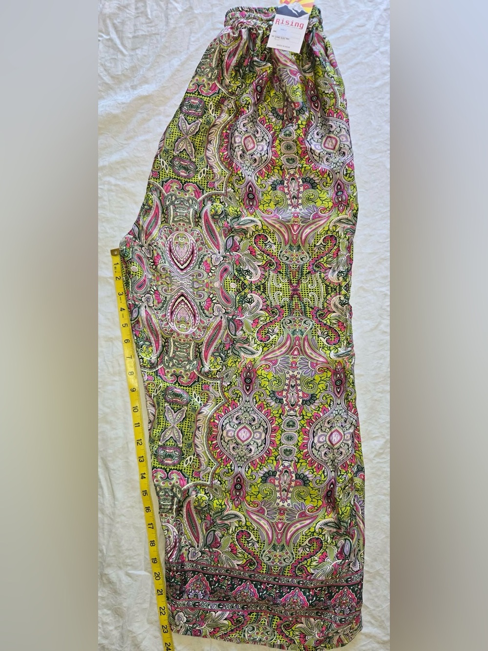 Rising International Boho Smocked Waist Paisley Wide Leg Palazzo Pants O/S NWT